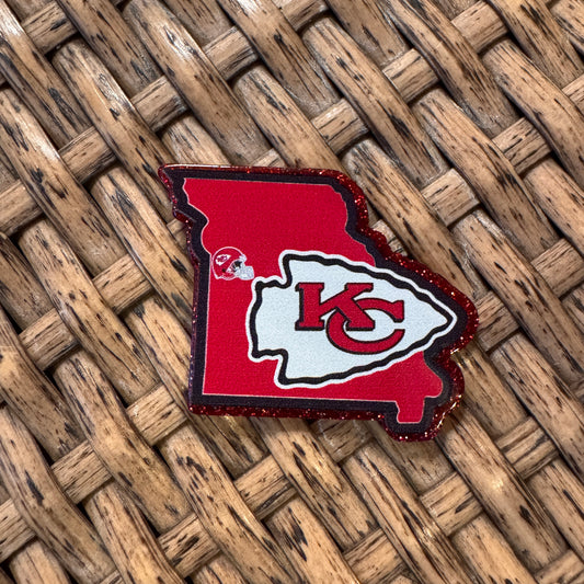 Missouri KC Chiefs Acrylic Flatback,  Planar, Cabochon, Single Pc. Faded words