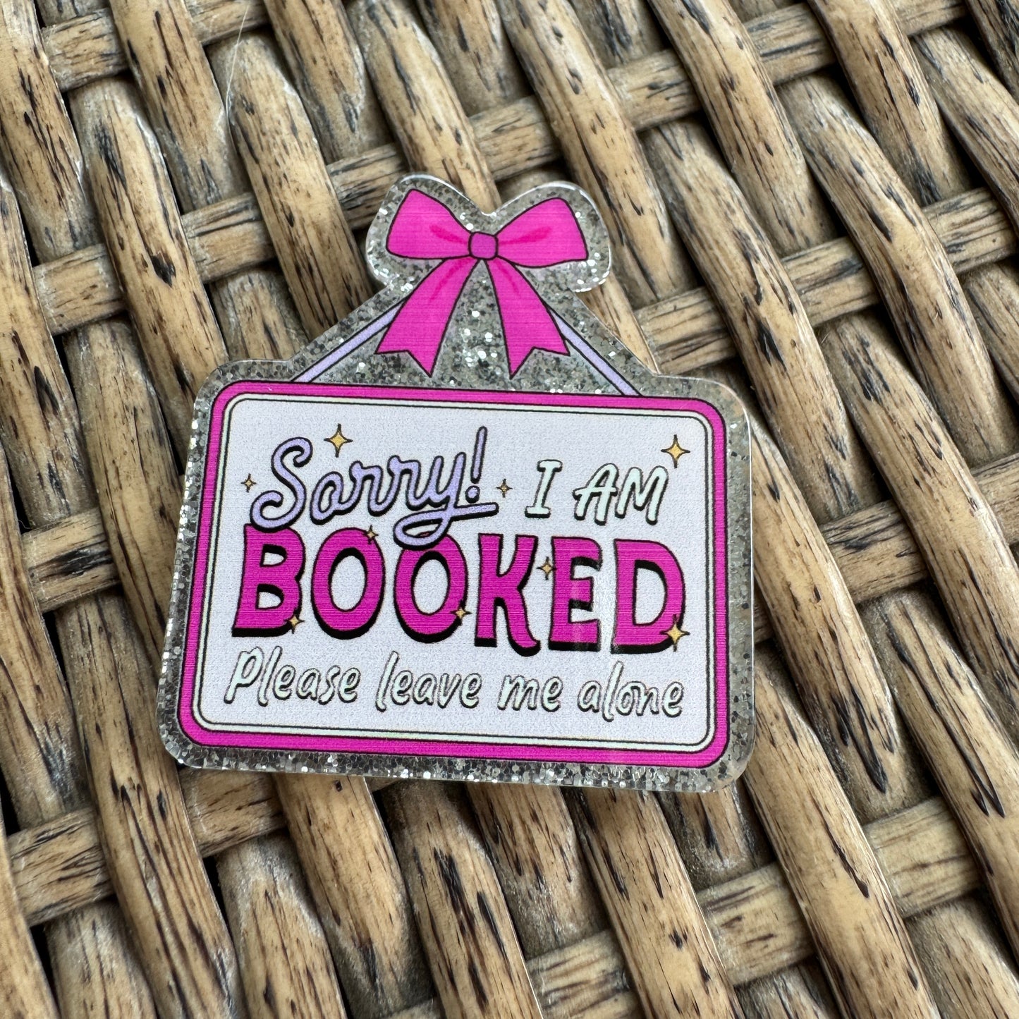 Sorry Im all BOOKED  Glitter Flatback, Cheetah Print, Heart, Single Pc. (Copy)