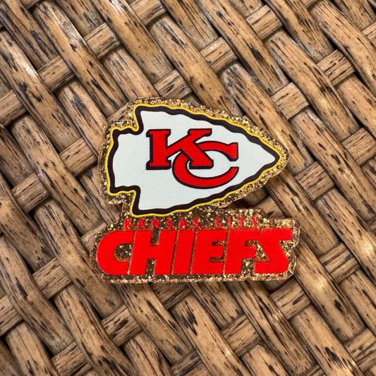 KC Chiefs Acrylic Flatback,  Planar, Cabochon, Single Pc. Faded words
