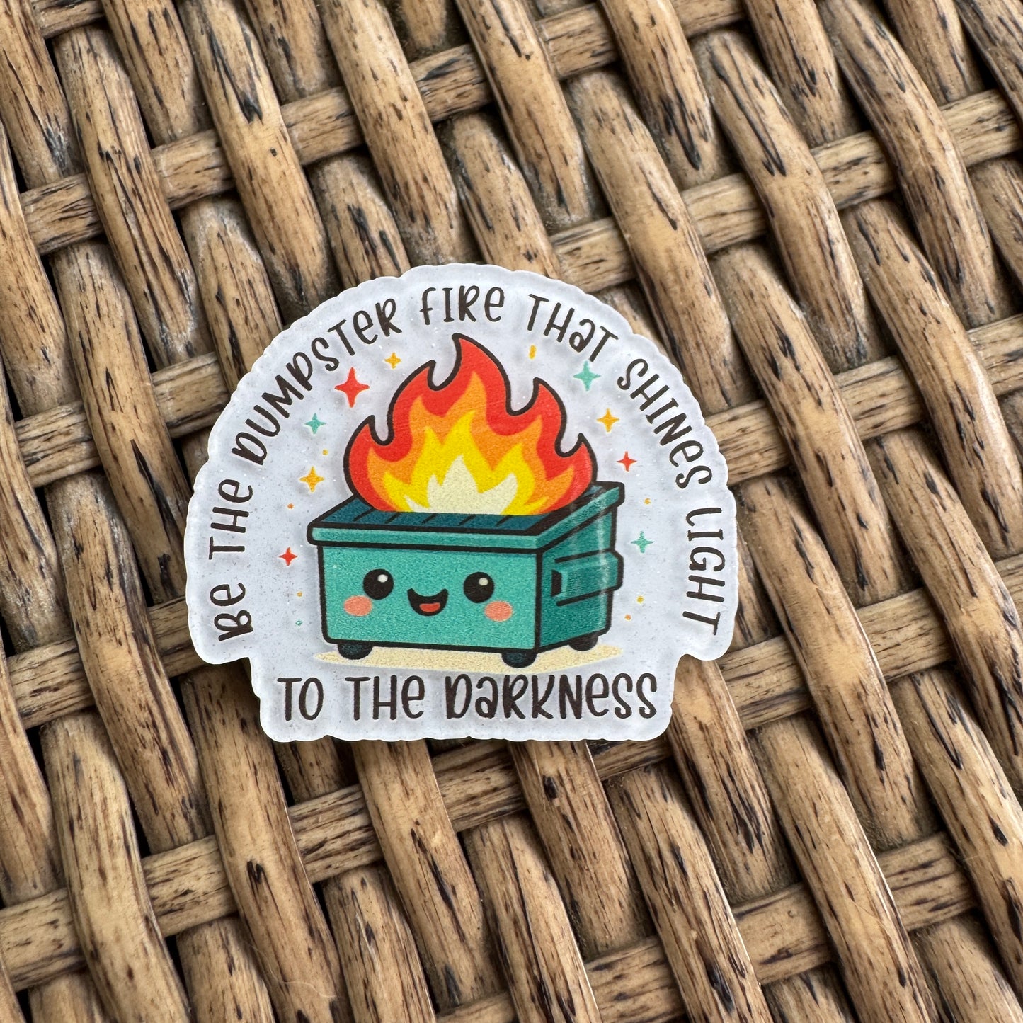 Dumpster Fire Glitter Flatback, Cheetah Print, Heart, Single Pc.