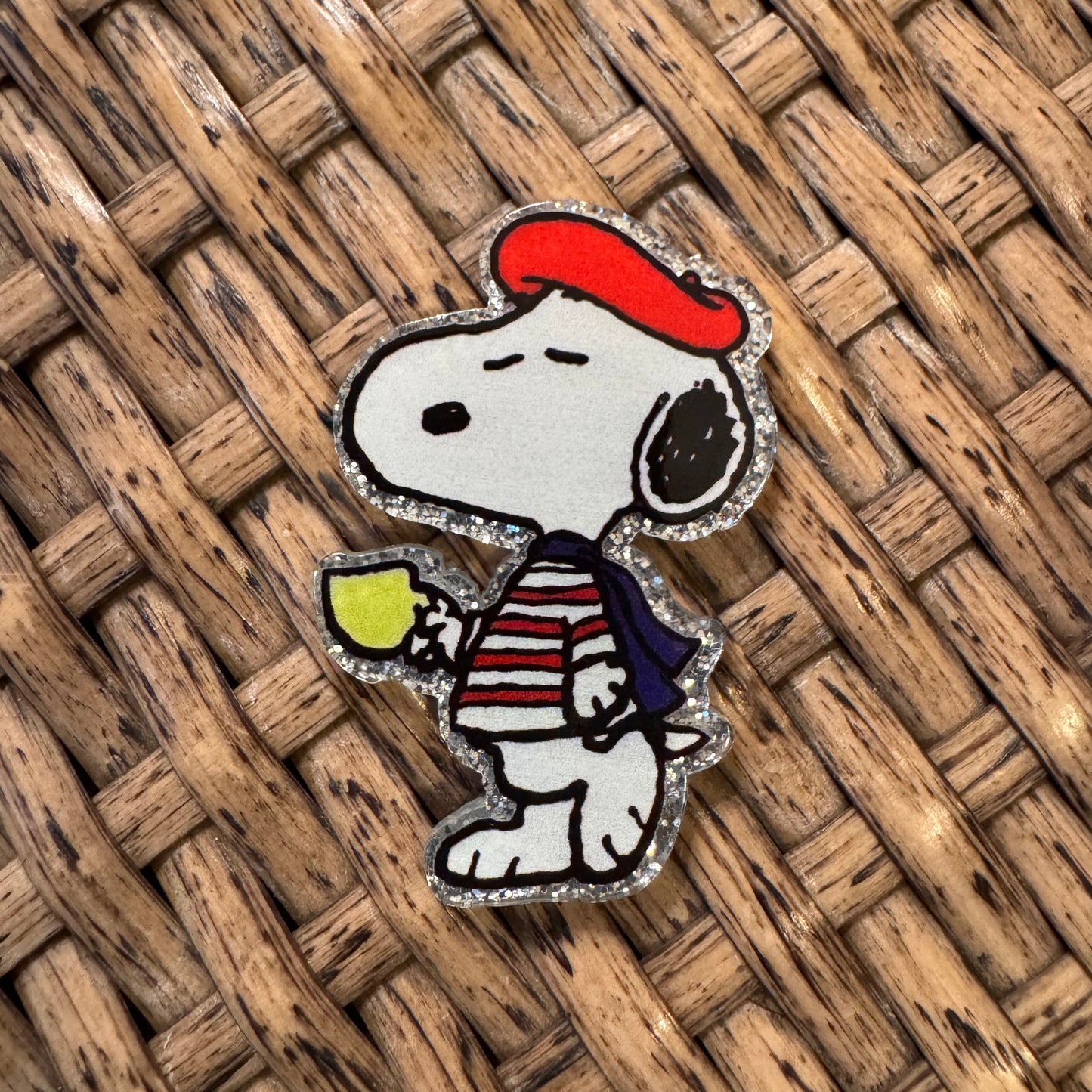 Snoopy Acrylic Flatback,  Planar, Cabochon, Single Pc. Faded words