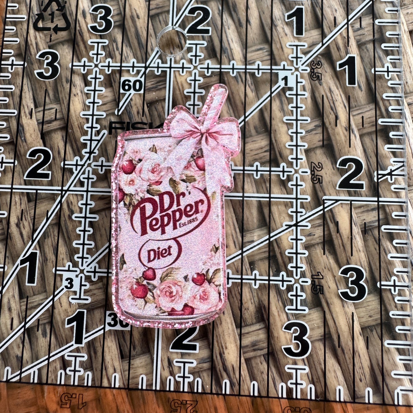 Diet Dr Pepper Glitter Flatback, Cheetah Print, Heart, Single Pc.