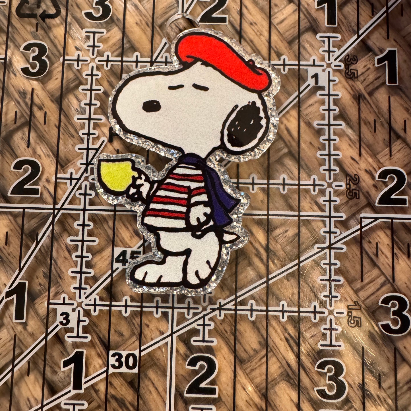 Snoopy Acrylic Flatback,  Planar, Cabochon, Single Pc. Faded words