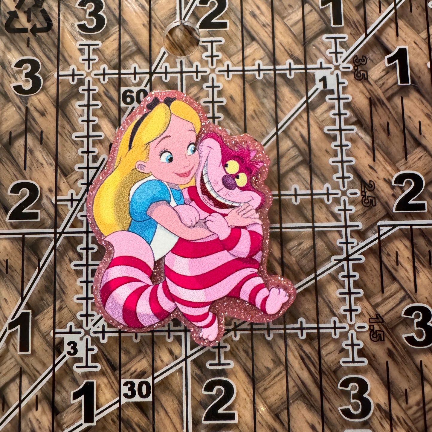 Alice and Cat Acrylic Flatback,  Planar, Cabochon, Single Pc.