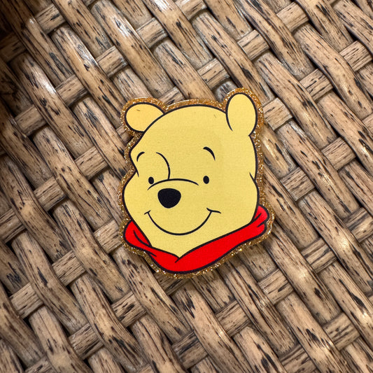 Pooh Head Acrylic Flatback,  Planar, Cabochon, Single Pc.