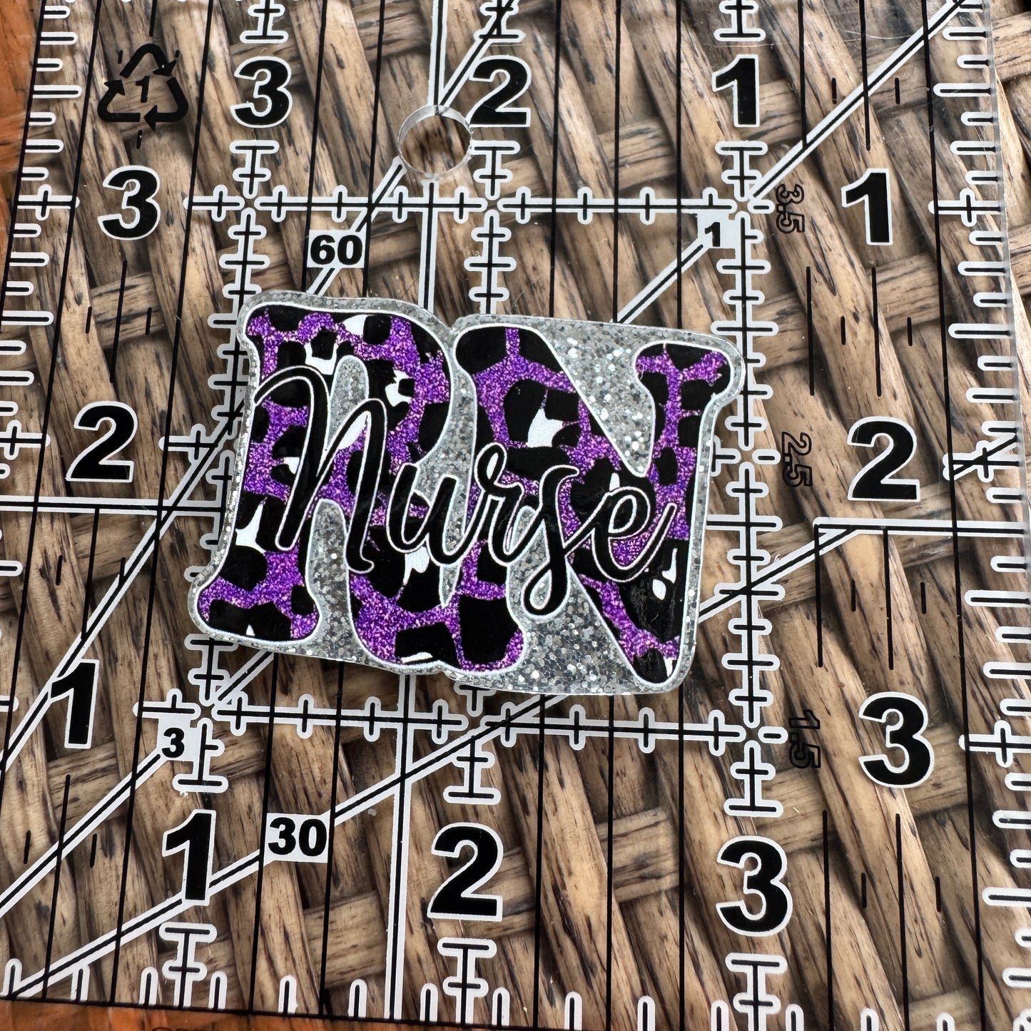 RN Nurse - Purple Glitter Flatback,  Single Pc.