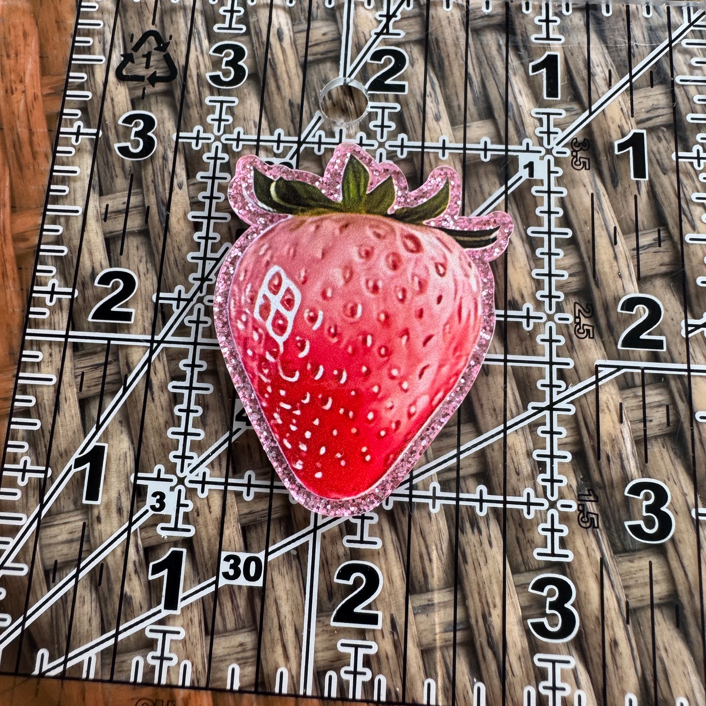 Strawberry Glitter Flatback,  Single Pc.
