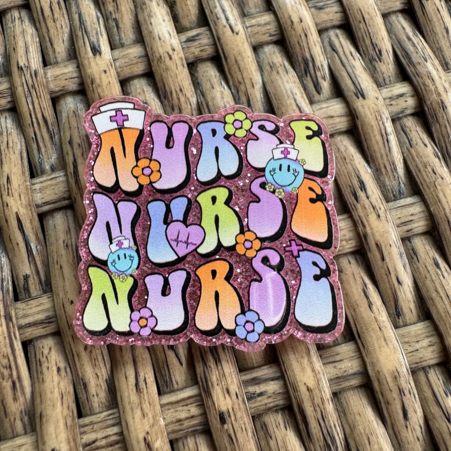 Nurse Multi Color Glitter Flatback,  Single Pc.