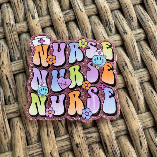 Nurse Multi Color Glitter Flatback,  Single Pc.