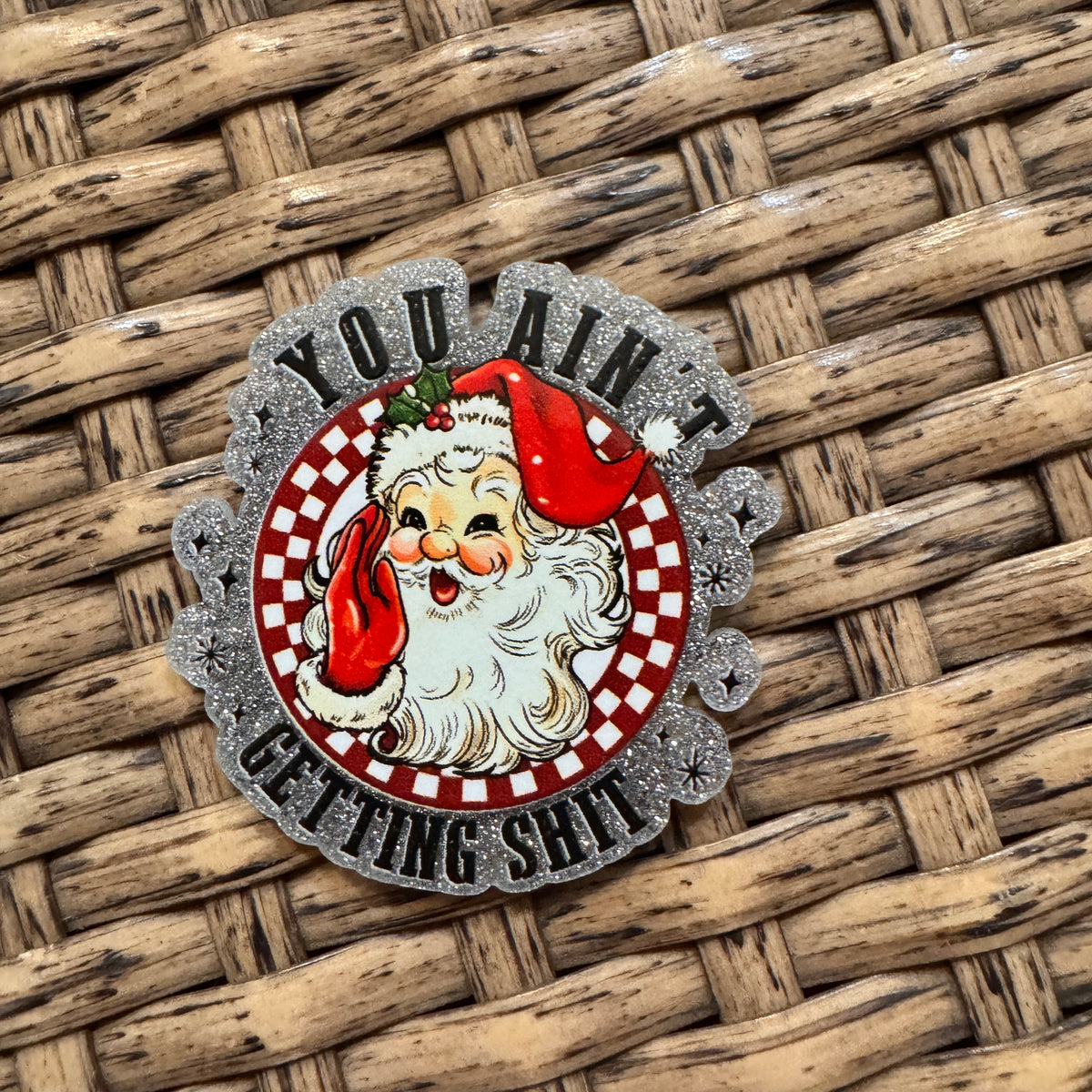 Acrylic Flatback Craft Embellishment Naughty Santa ( Cuss Word)
