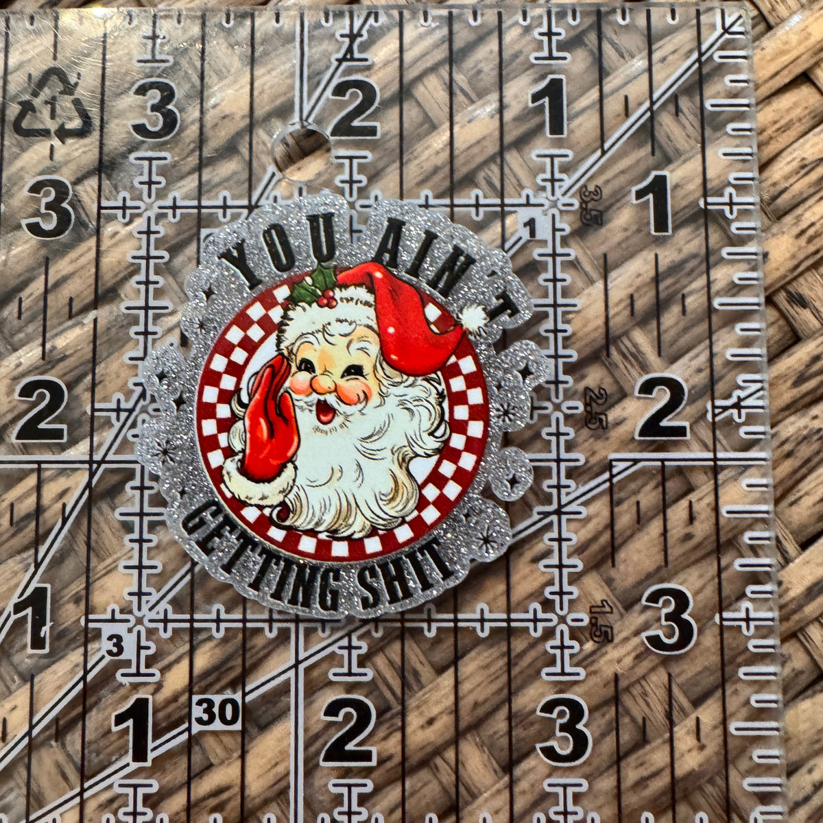 Acrylic Flatback Craft Embellishment Naughty Santa ( Cuss Word)