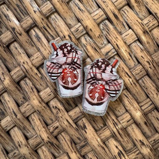 Starbucks Coffee Small Acrylic Focal Bead Set of Two  – Double-Sided Image Charms for Beadable Pens, Badge Reels, Keychains, Jewelry, Junk Cases