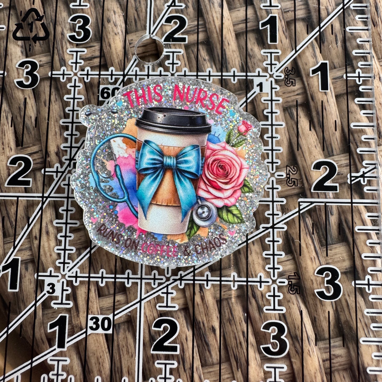 This Nurse Runs on Coffee and Chaos Flatback, Medical Planar, Cabochon, Single Pc.