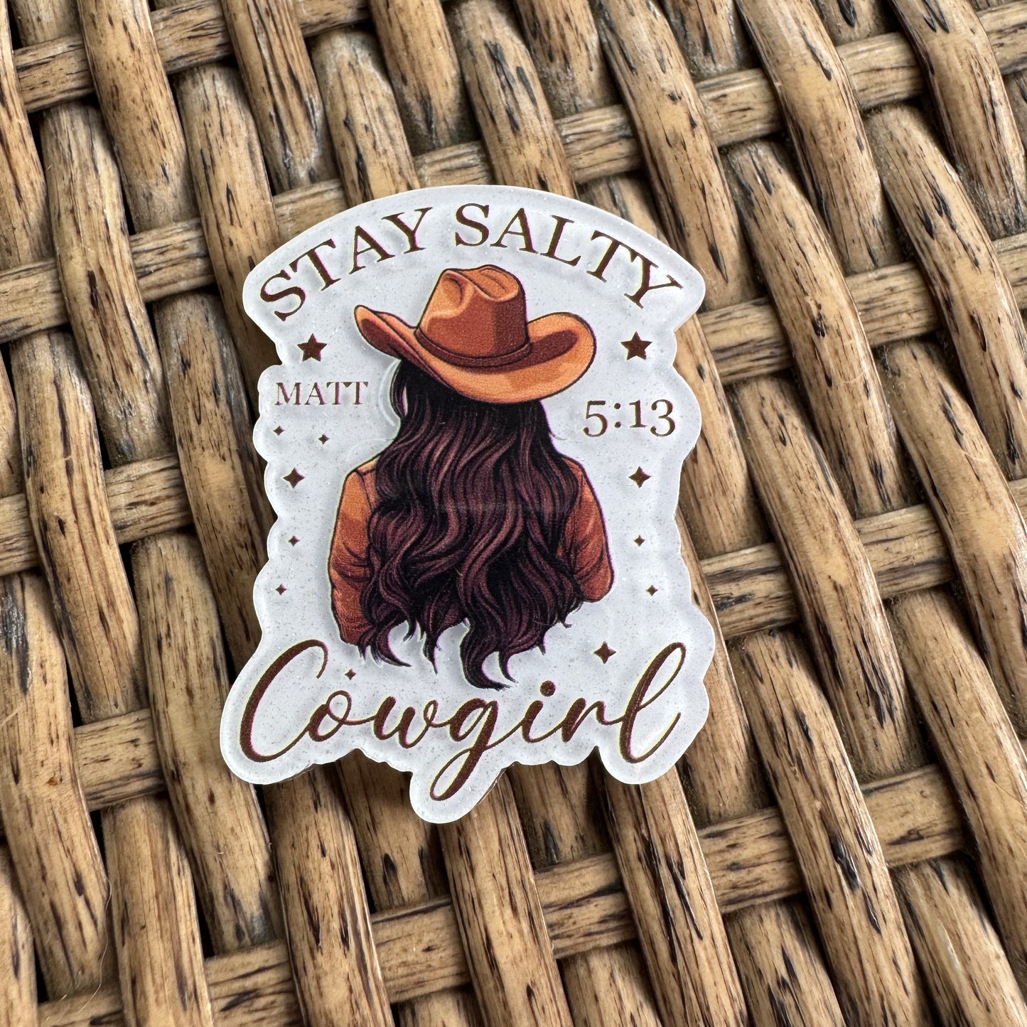 Stay Salty Cowgirl Matthew 5:13 Flatback, Religious Planar, Cabochon, Single Pc.