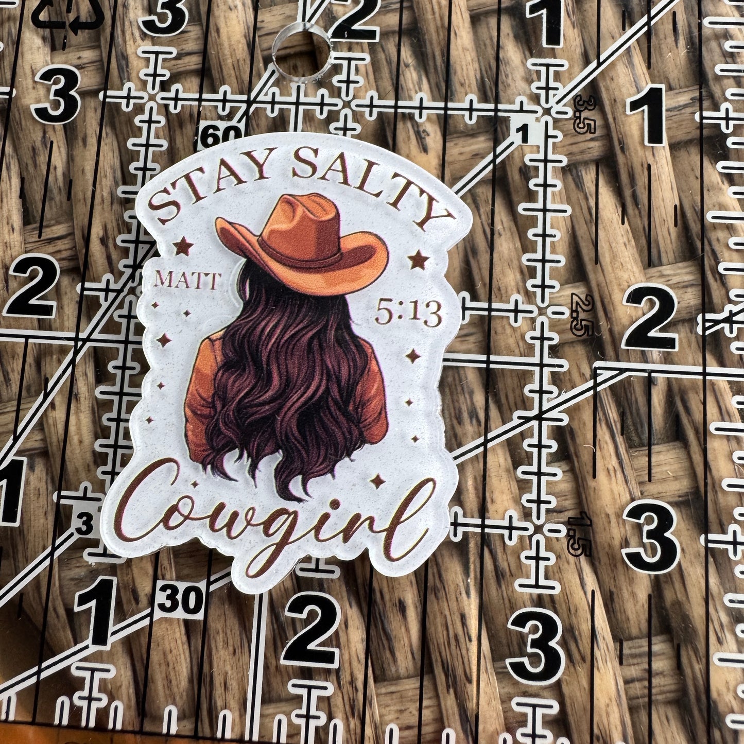 Stay Salty Cowgirl Matthew 5:13 Flatback, Religious Planar, Cabochon, Single Pc.