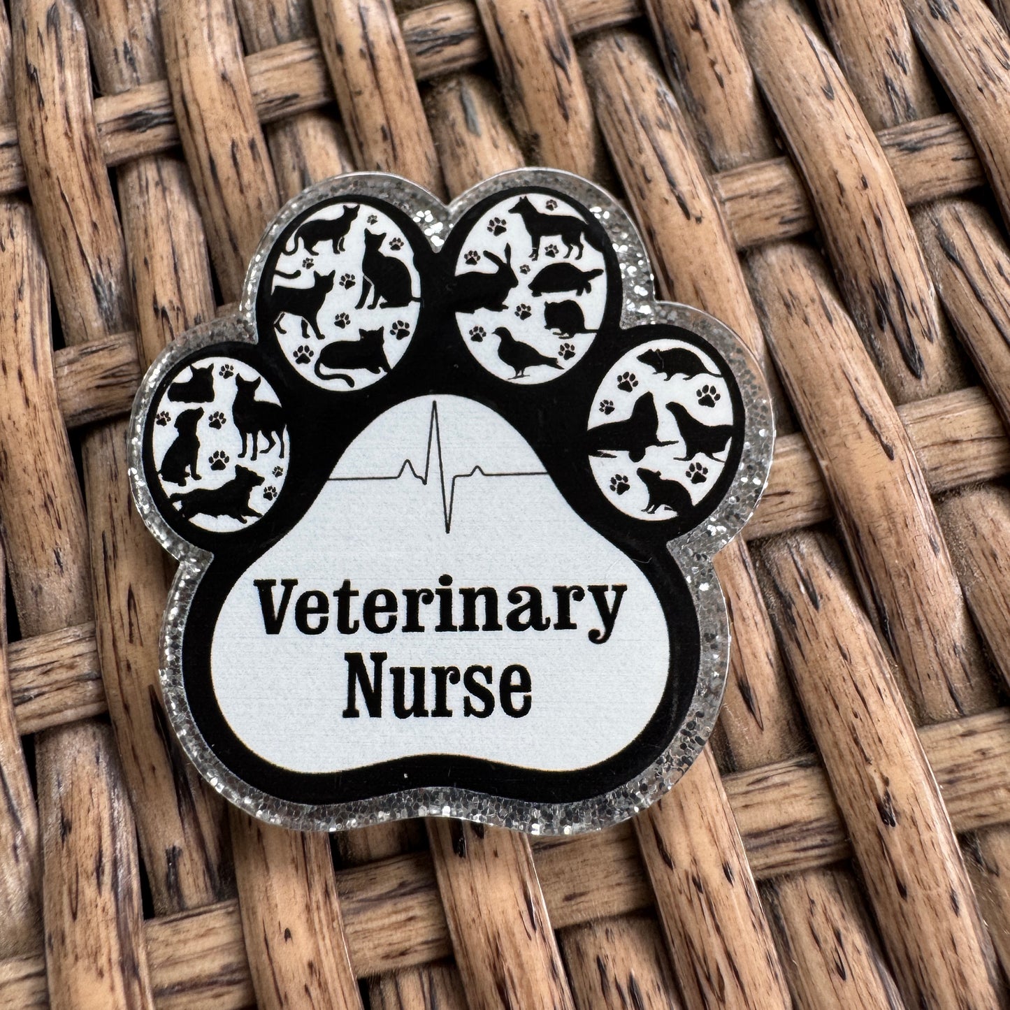 Veterinary Nurse Paw Print Flatback, Planar, Cabochon, Single Pc.
