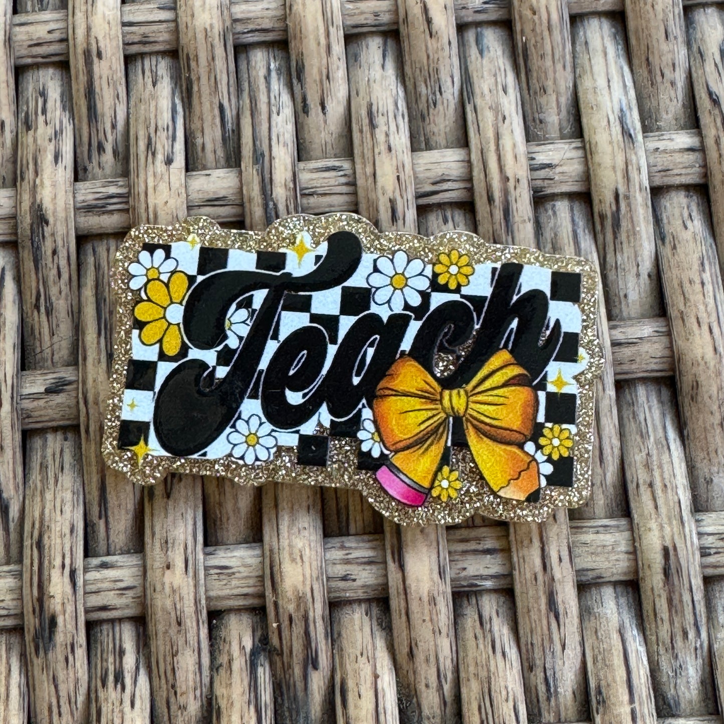 Teach, Checkered Flatback, Planar, Cabochon, Single Pc.