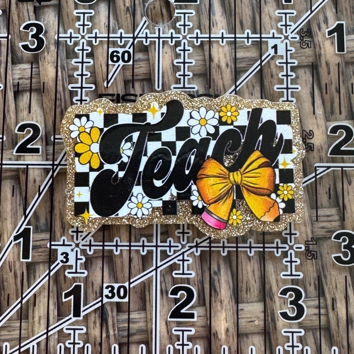 Teach, Checkered Flatback, Planar, Cabochon, Single Pc.