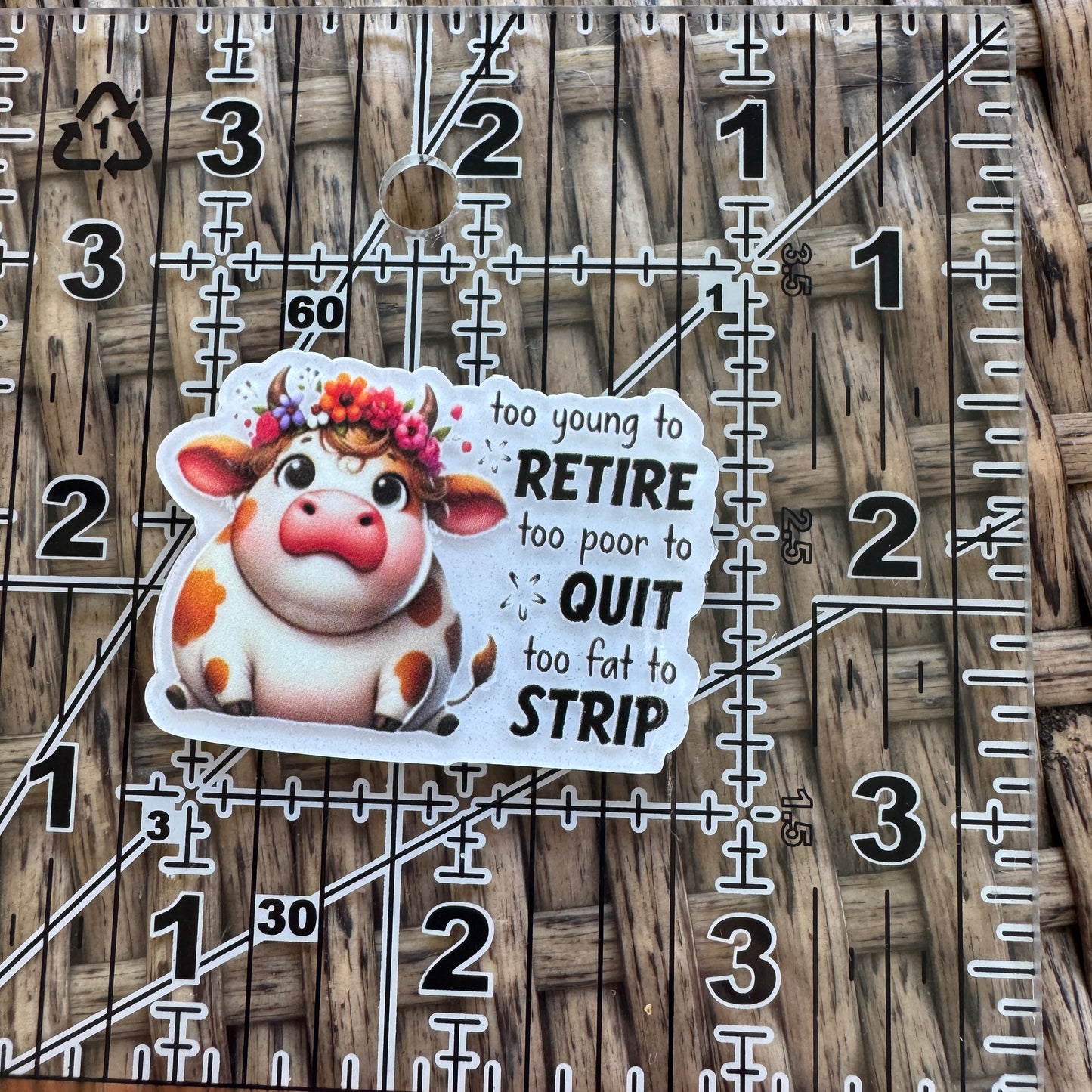 Cow, To Young to Retire Flatback, Planar, Cabochon, Single Pc.