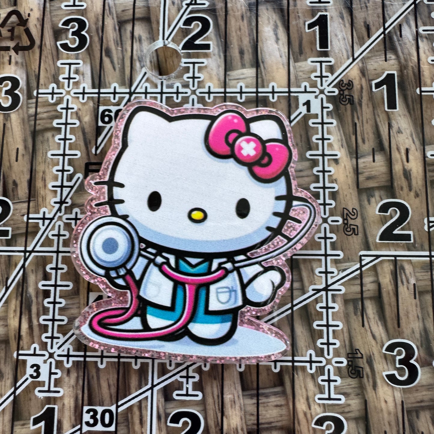 Hello Kitty Medical Flatback, Planar, Cabochon, Single Pc.