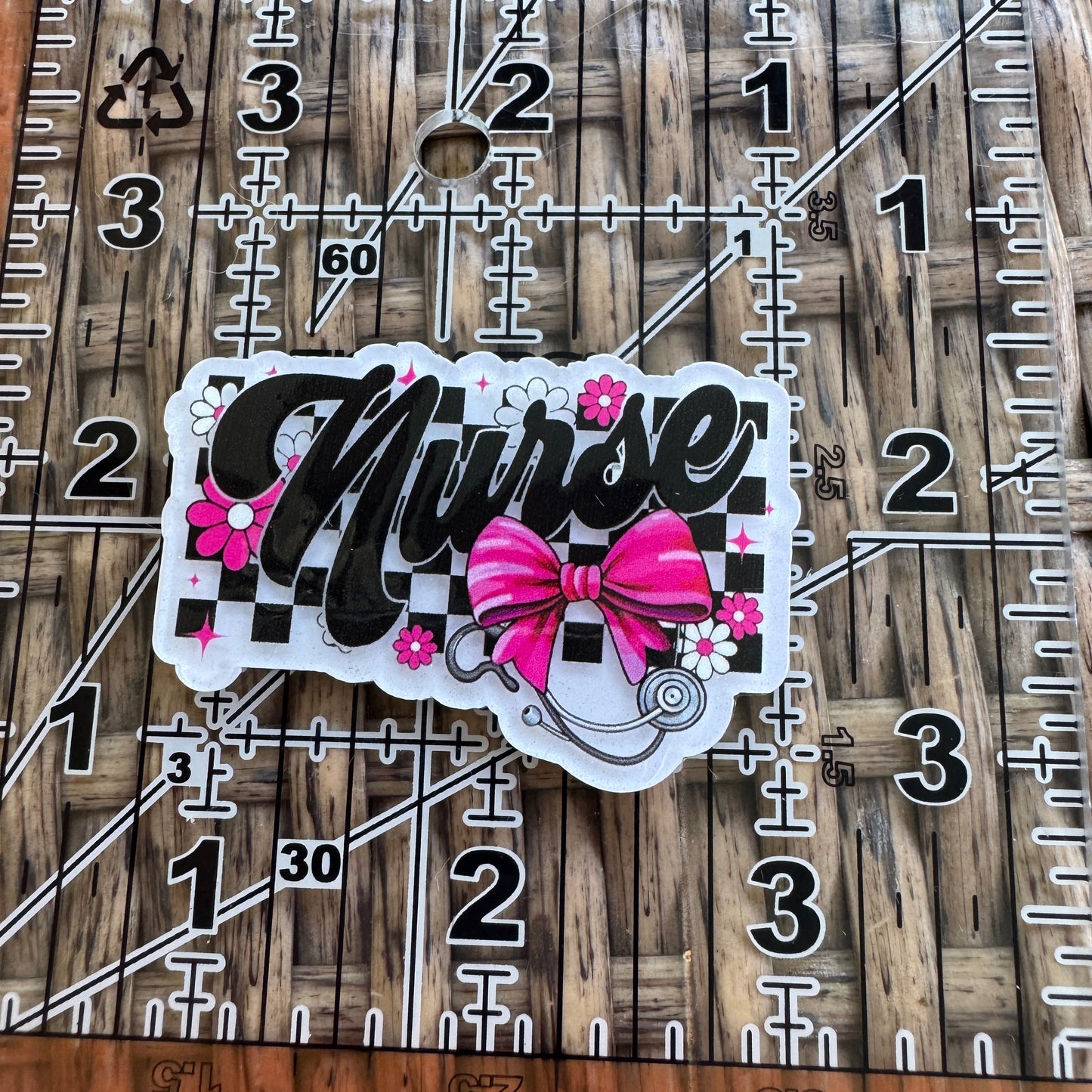 Nurse, Checkered,  Flatback, Planar, Cabochon, Single Pc.