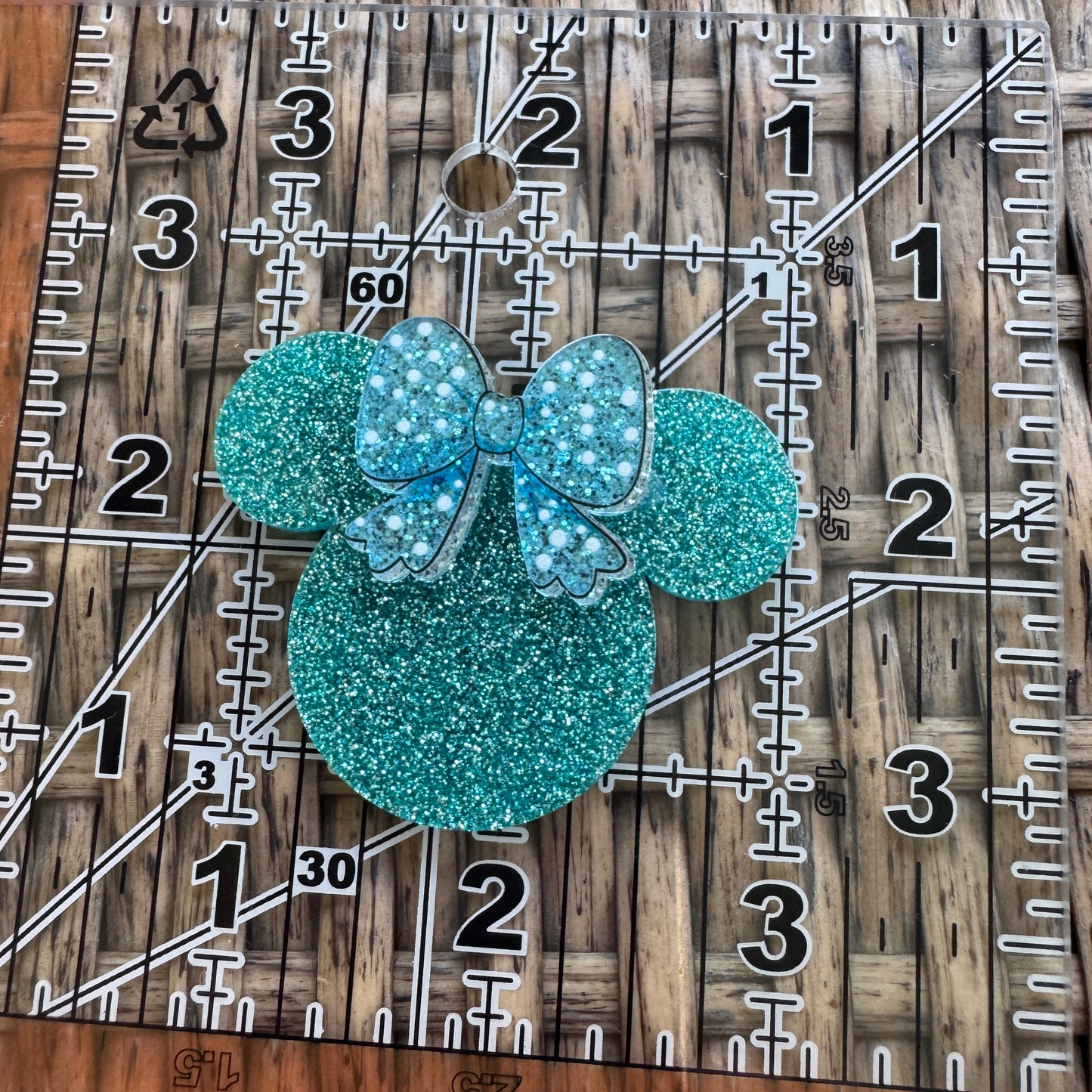 Mouse Head with Bow, 2 dimensional, Acrylic Flatback Planar, Cabochon, Single Pc.