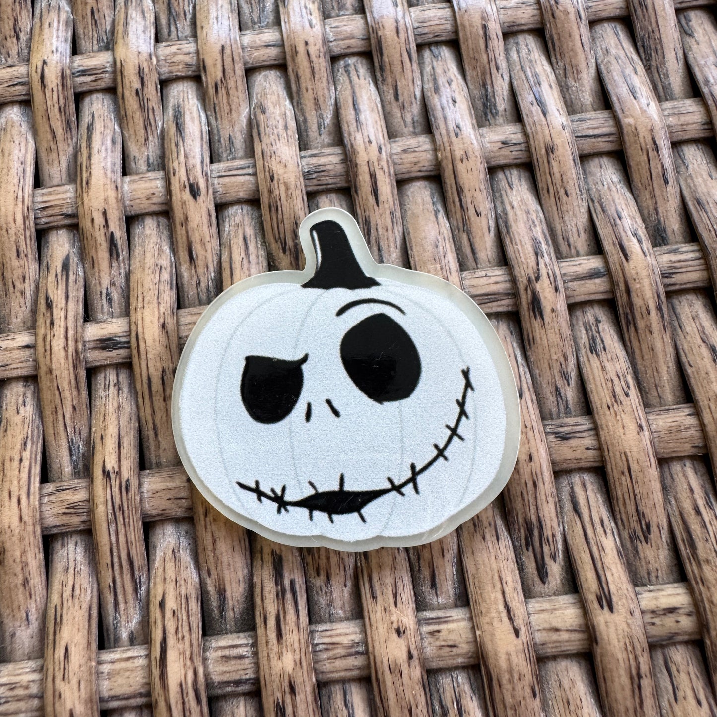 Glow in The Dark Jack Face Pumpkin Acrylic Flatback Planar, Cabochon, Single Pc.