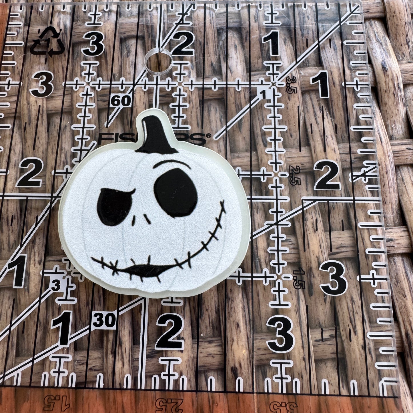 Glow in The Dark Jack Face Pumpkin Acrylic Flatback Planar, Cabochon, Single Pc.