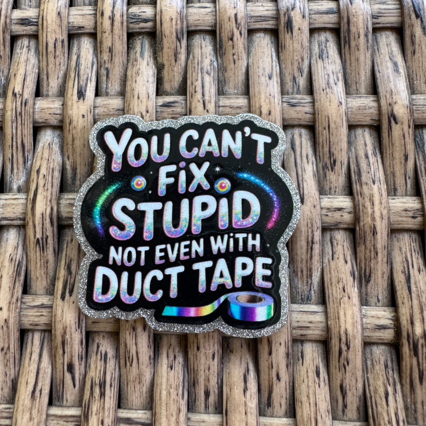 Duct Tape Humor Acrylic Flatback Planar, Cabochon, Single Pc.