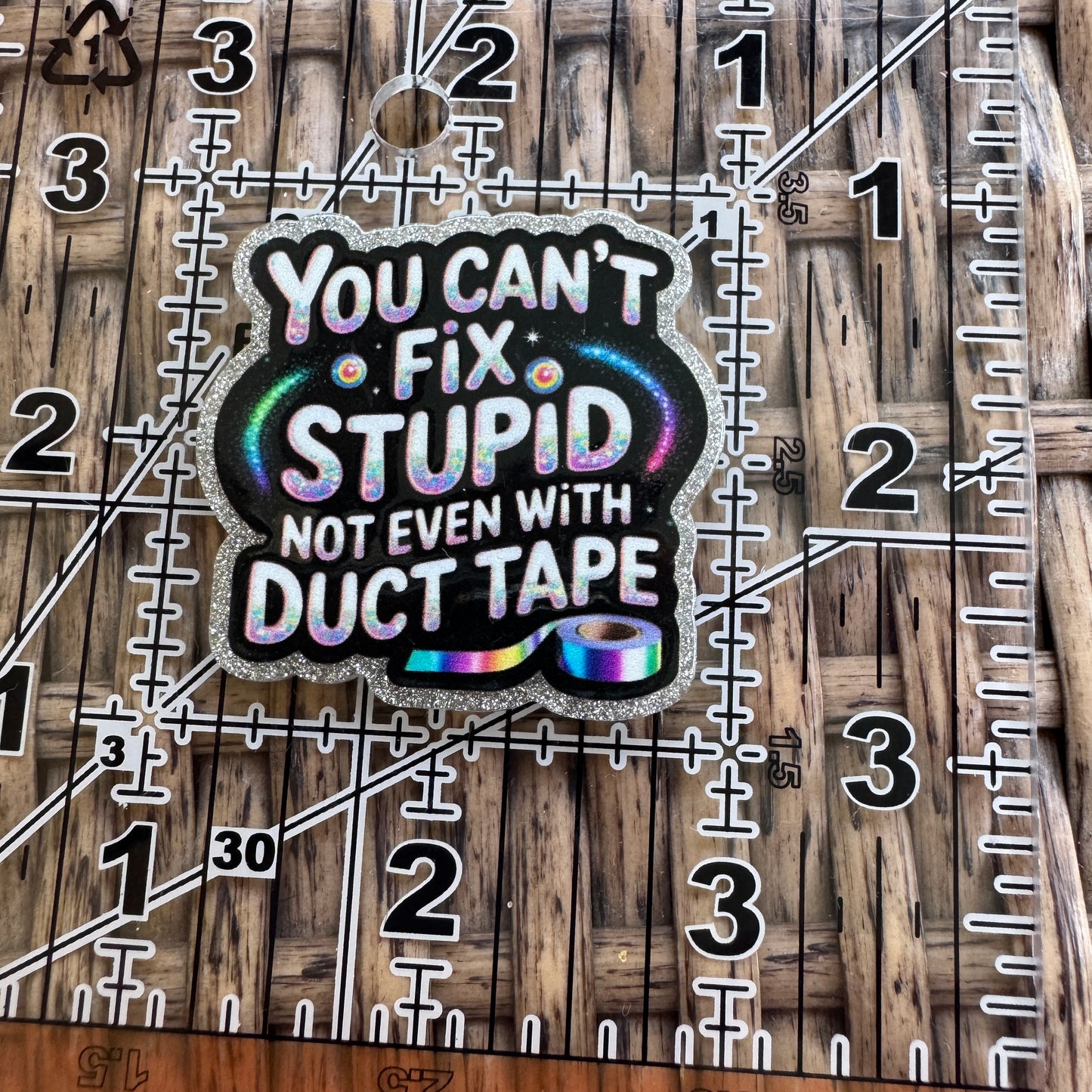 Duct Tape Humor Acrylic Flatback Planar, Cabochon, Single Pc.