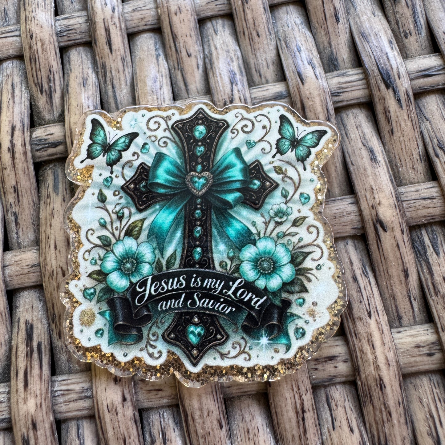 Turquoise Cross Flatback Planar, Cabochon, Single Pc.