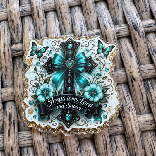 Turquoise Cross Flatback Planar, Cabochon, Single Pc.