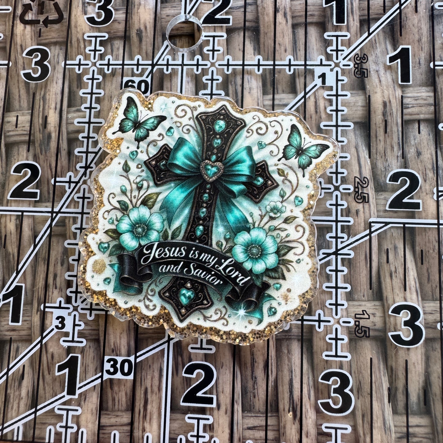 Turquoise Cross Flatback Planar, Cabochon, Single Pc.