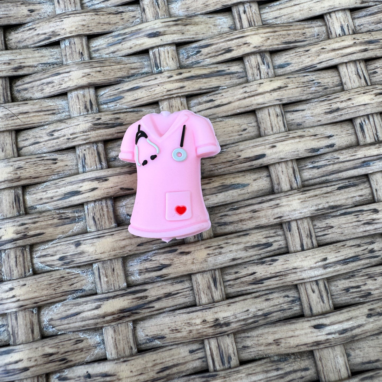 Silicone Flocal Bead Nurse pink scrubs 3D