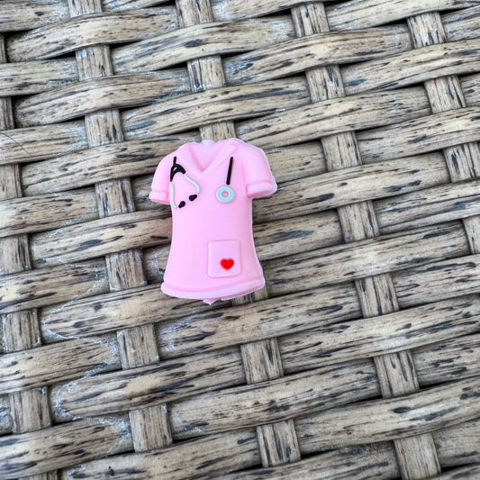 Silicone Flocal Bead Nurse pink scrubs 3D