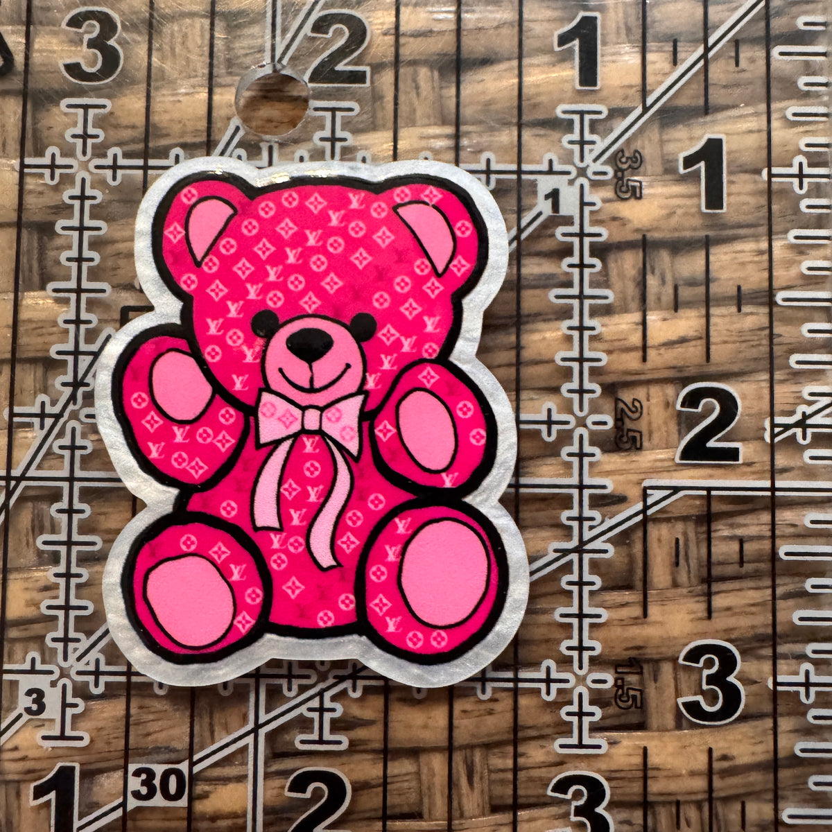 Acrylic Flatback Craft Embellishment LV Teddy Bear