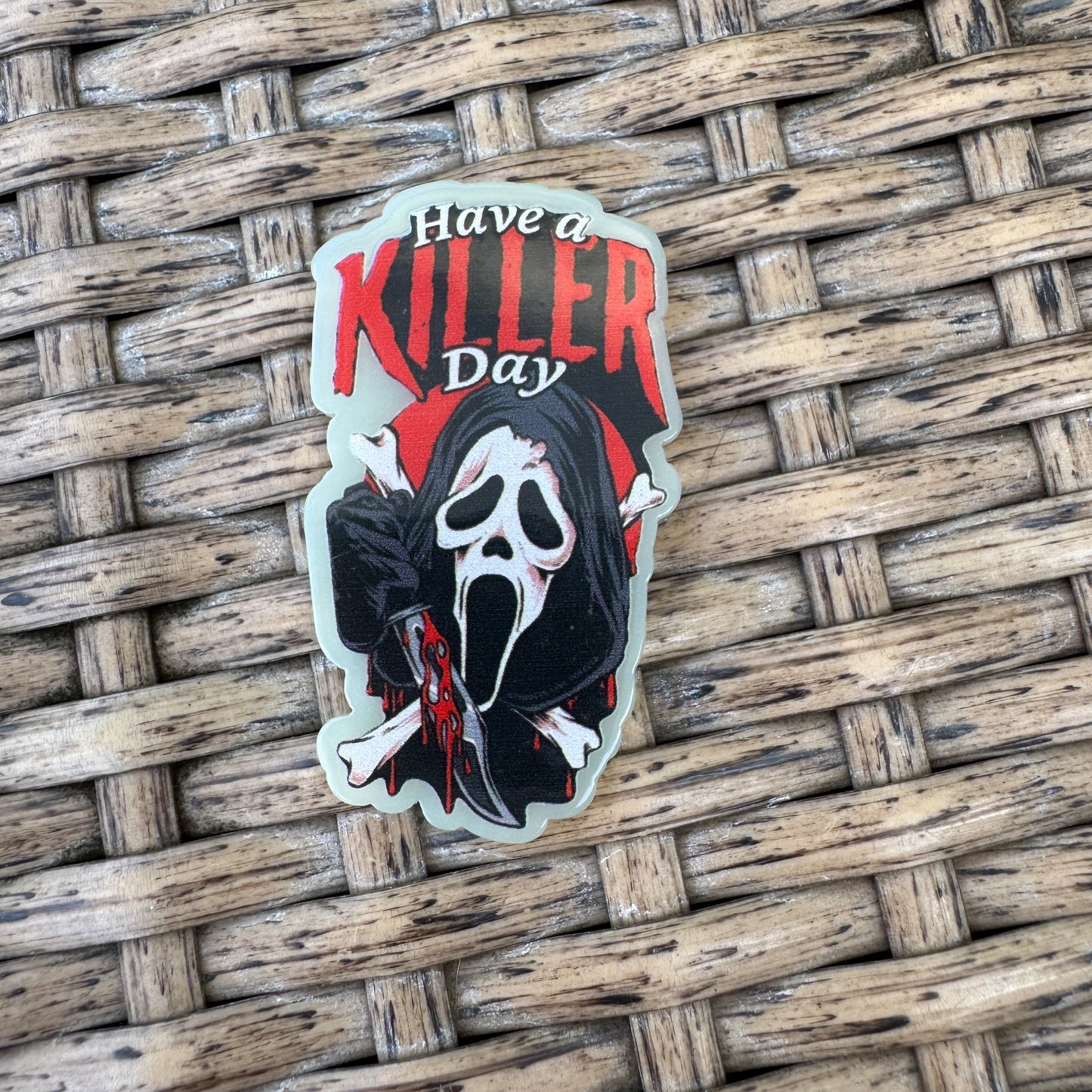 Glow in the Dark - Have a Killer Day, Halloween Flatback Planar, Cabochon, Single Pc.