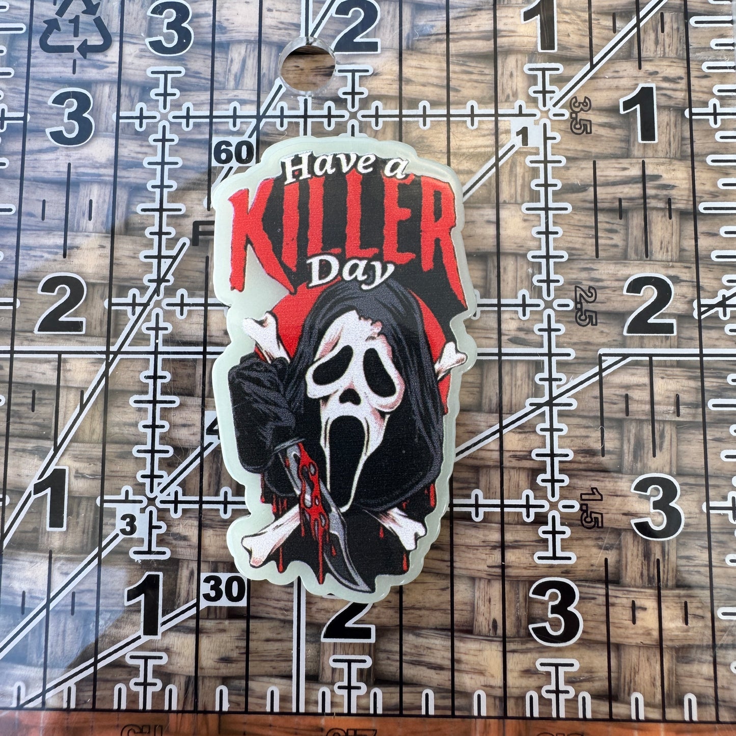Glow in the Dark - Have a Killer Day, Halloween Flatback Planar, Cabochon, Single Pc.