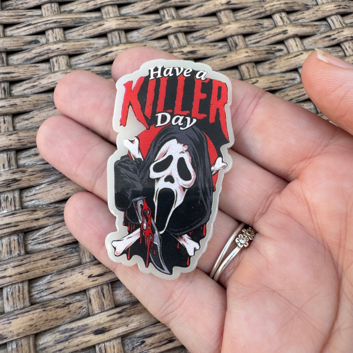 Glow in the Dark - Have a Killer Day, Halloween Flatback Planar, Cabochon, Single Pc.