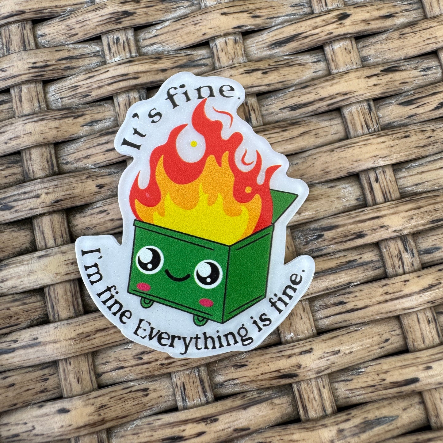 Humor - Dumpster Fire Flatback Planar, Cabochon, Single Pc.