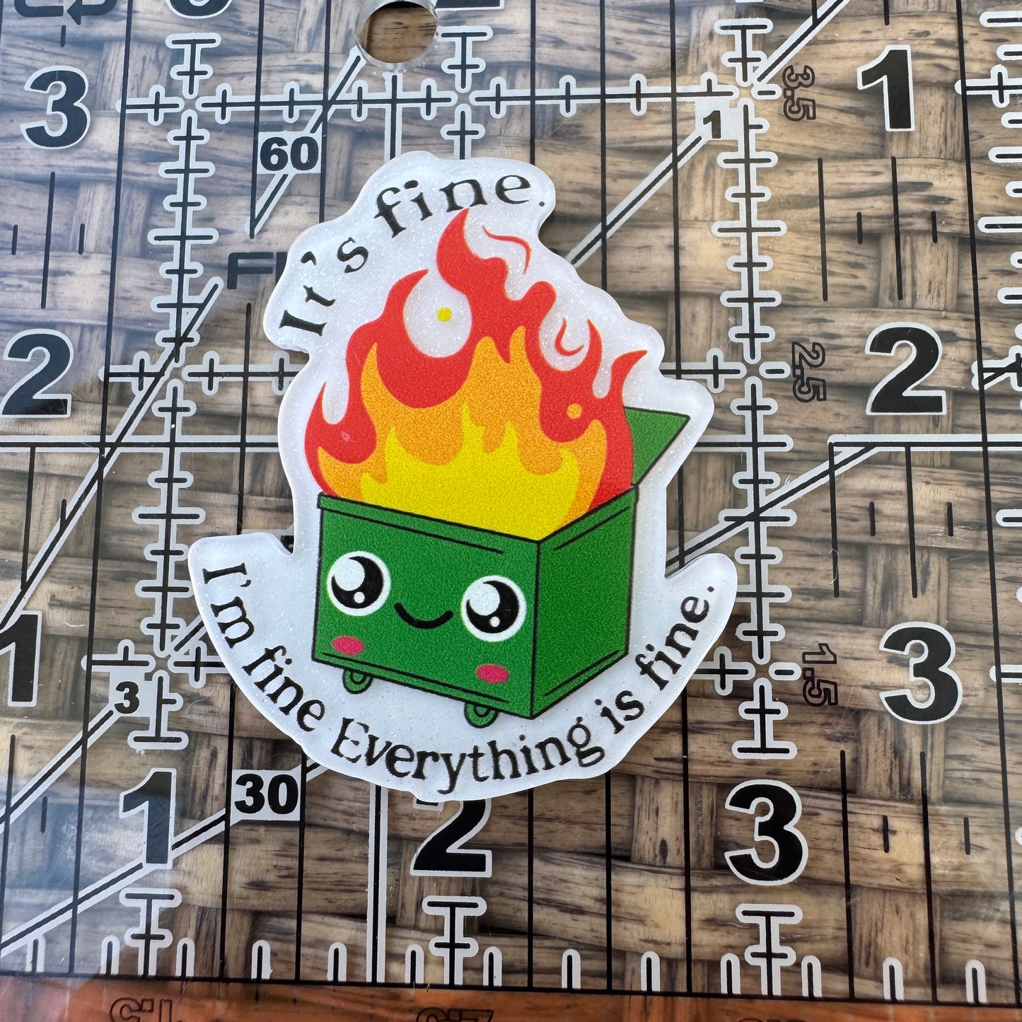 Humor - Dumpster Fire Flatback Planar, Cabochon, Single Pc.