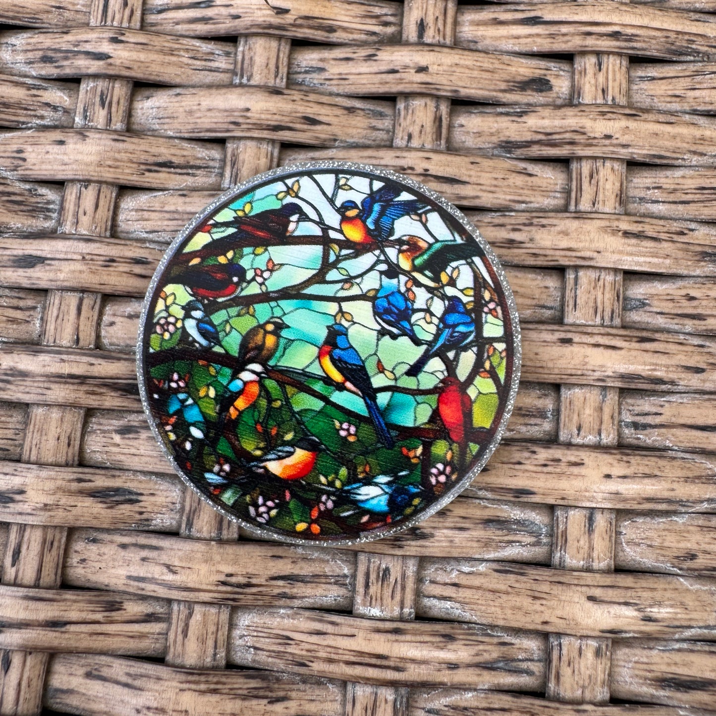 Bluebird Stained Glass,  Flatback, Planar, Cabochon, Single Pc.