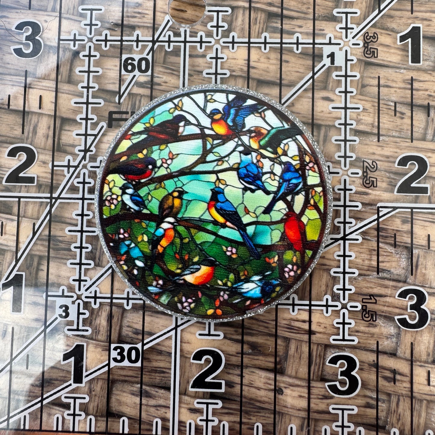 Bluebird Stained Glass,  Flatback, Planar, Cabochon, Single Pc.