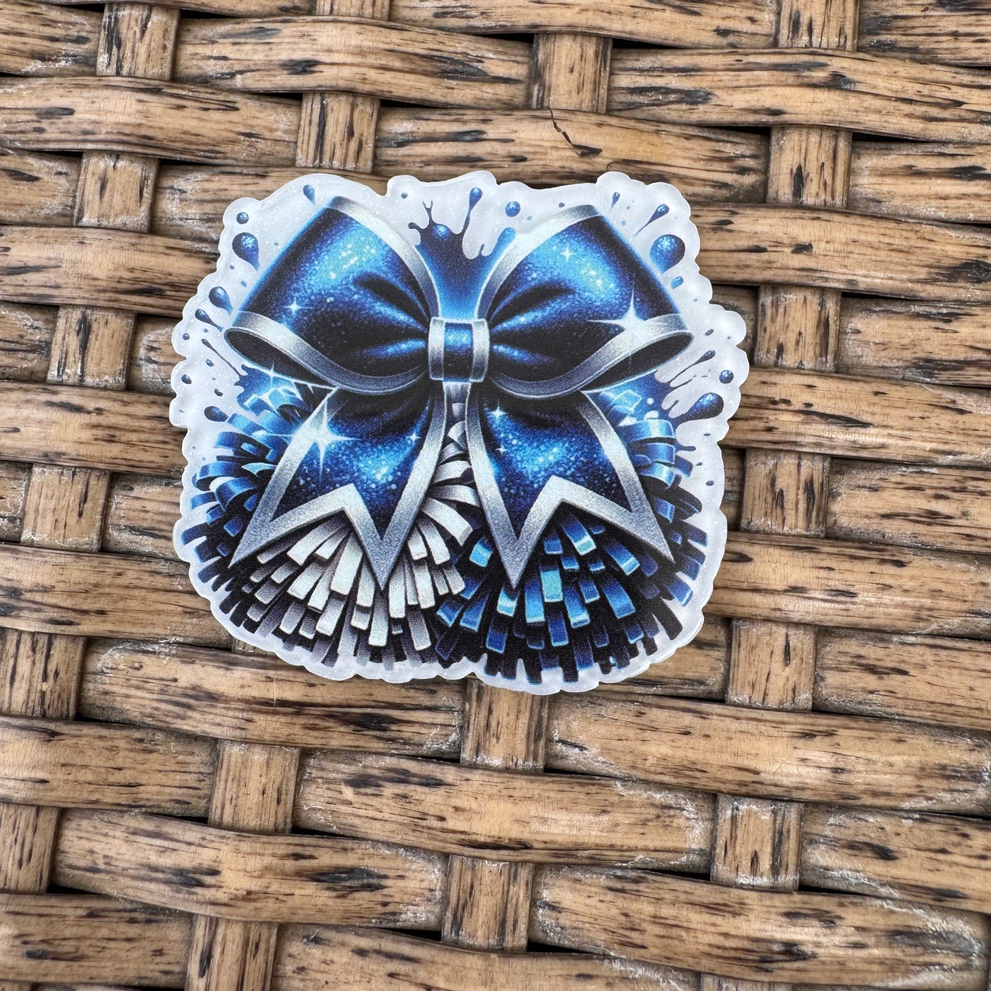 Blue Grey Pom Pom, Dallas Cowboys, Flatback, Planar, Cabochon, Single Pc.