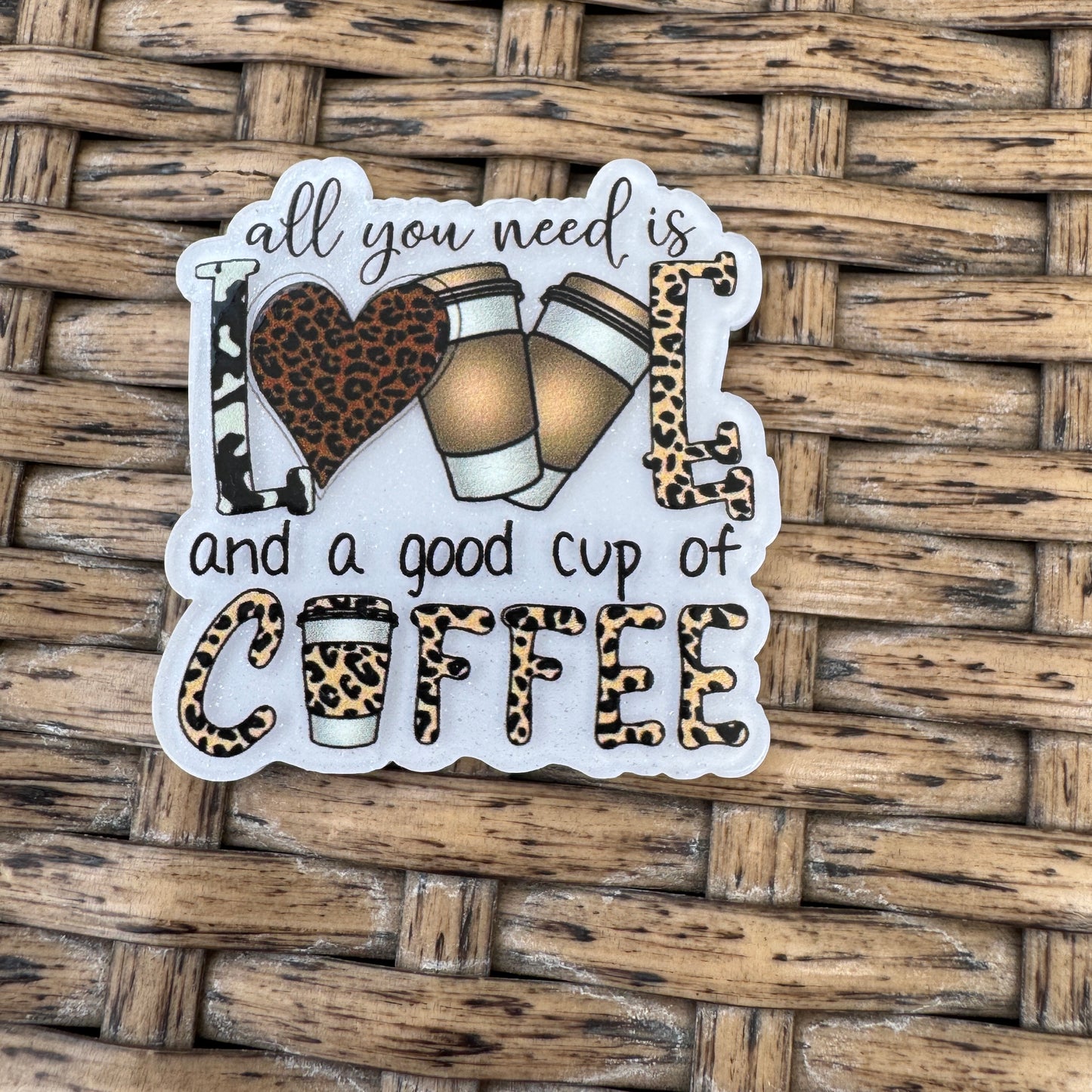 Love and Coffee, Flatback, Planar, Cabochon, Single Pc.