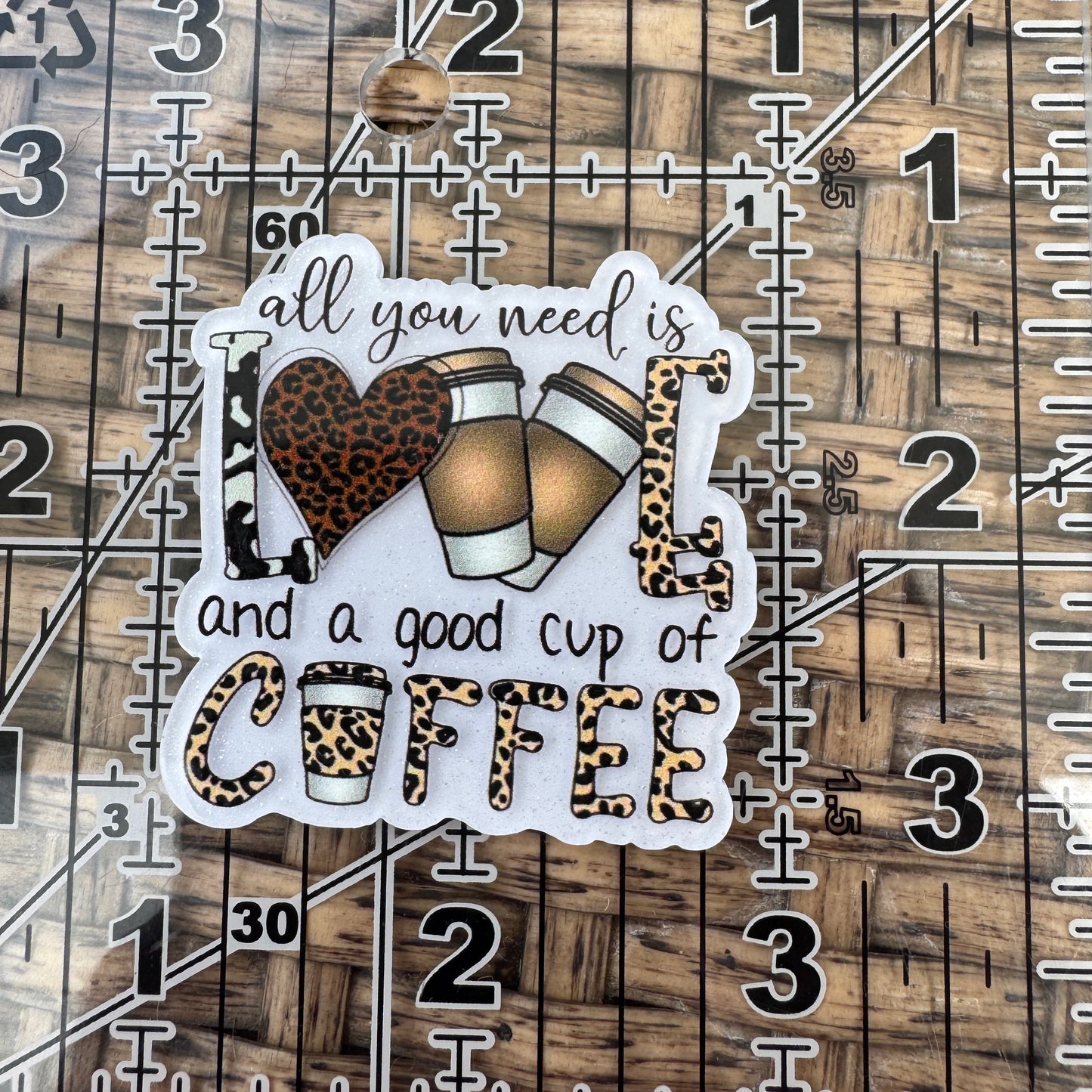 Love and Coffee, Flatback, Planar, Cabochon, Single Pc.