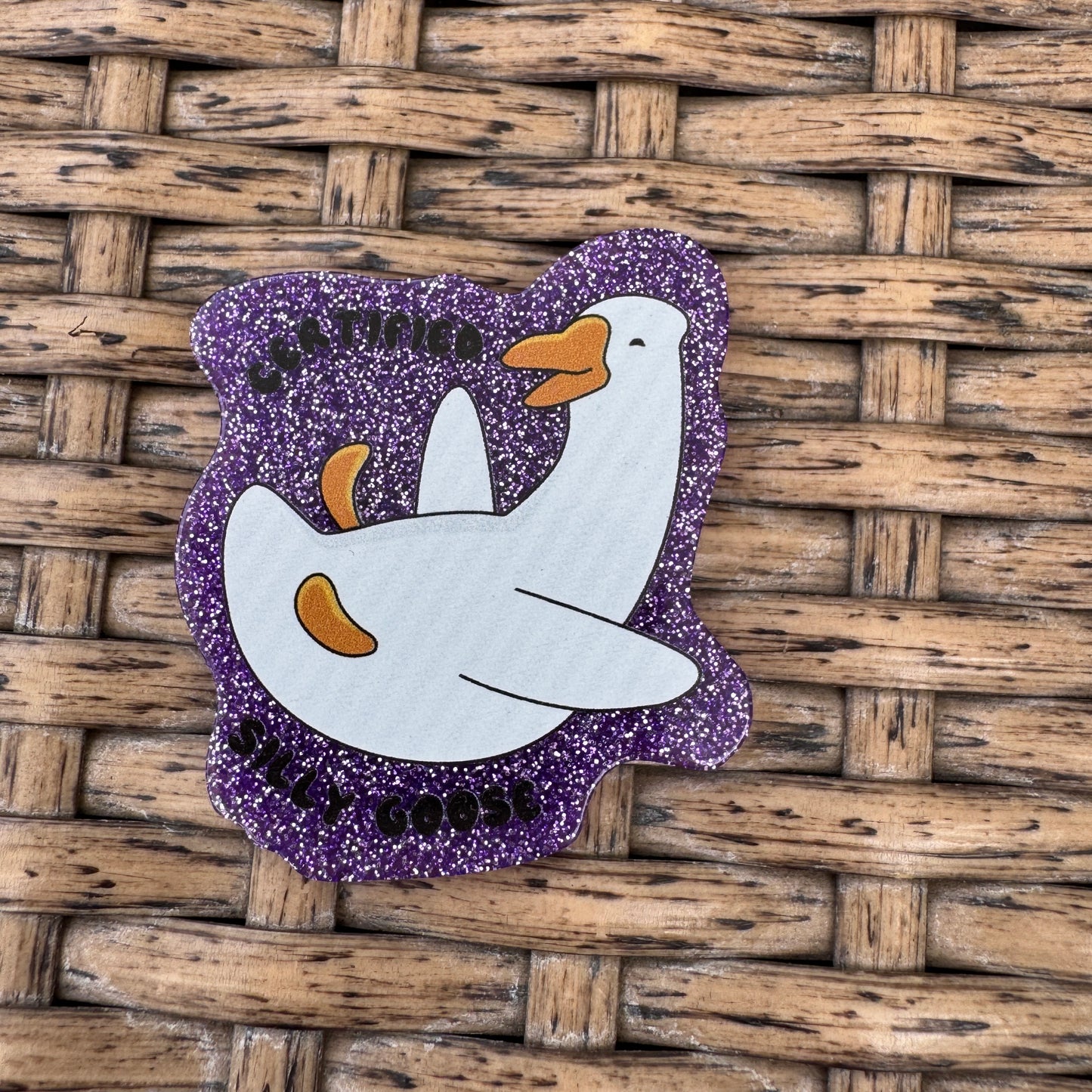 Certified Silly Goose , Glitter Flatback, Planar, Cabochon, Single Pc