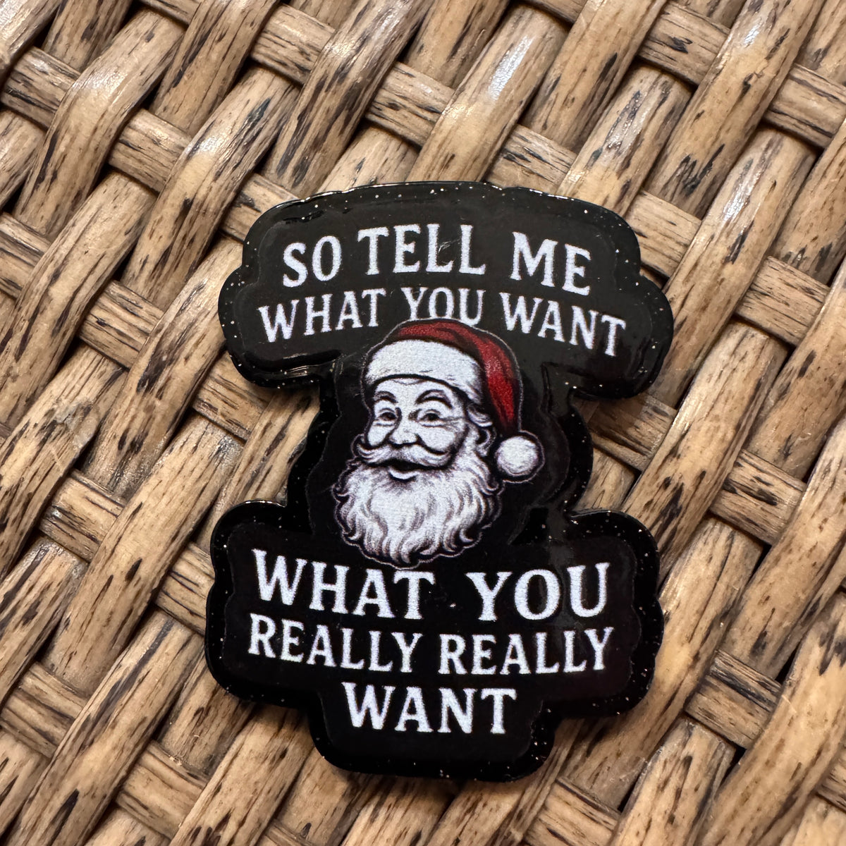Acrylic Flatback Craft Embellishment Santa Humor