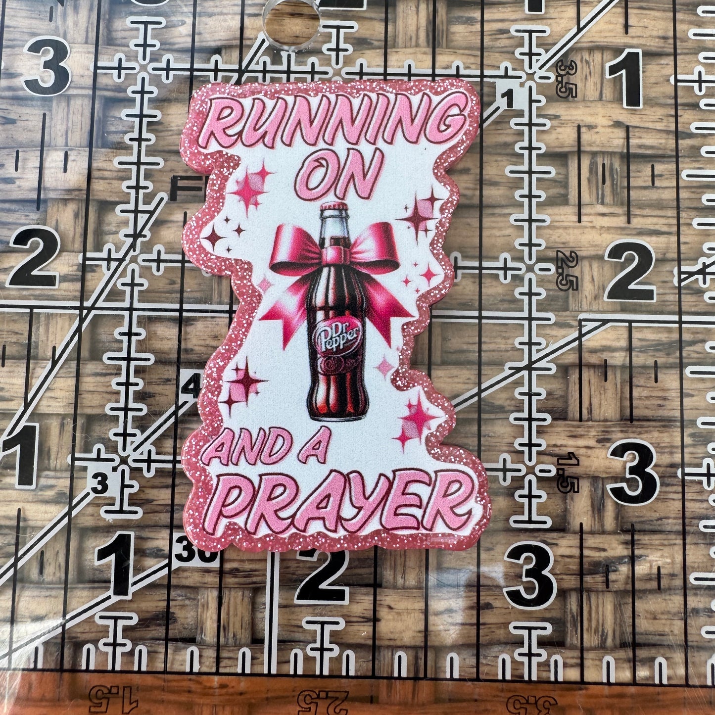 Running on Dr Pepper and a Prayer, Glitter Flatback, Planar, Cabochon, Single Pc