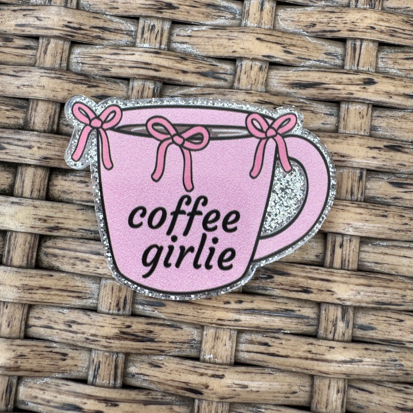 Coffee Girly, Glitter Flatback, Planar, Cabochon, Single Pc